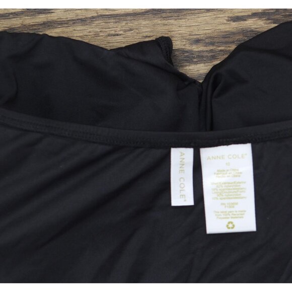 NEW Anne Cole Womens Twist Front Shirred One Piece Swimsuit MYMO00501 Black 10 - Picture 5 of 9